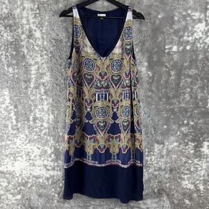 Anthropologie Leifsdottir Size 12 Paisley Silk V Neck Knee Length Colorful Lined